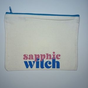 Sapphic Witch logo on medium cosmetic, travel, multipurpose bag, 9x7 canvas bag